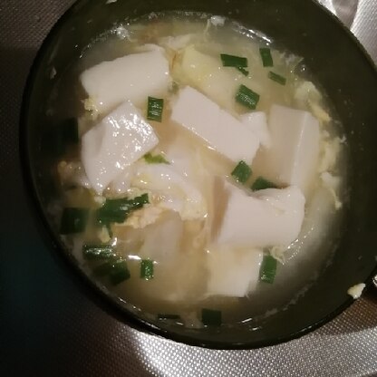 豆腐もいれてみました！
とっても美味しいスープですね！また作ります♪
